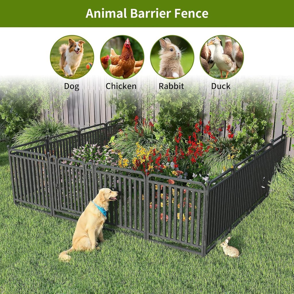 Heavy Duty Garden Fence Animal Barrier, 32" H x 27" L Rust Resistant Dog Fence Outdoor for Yard,Portable Animal