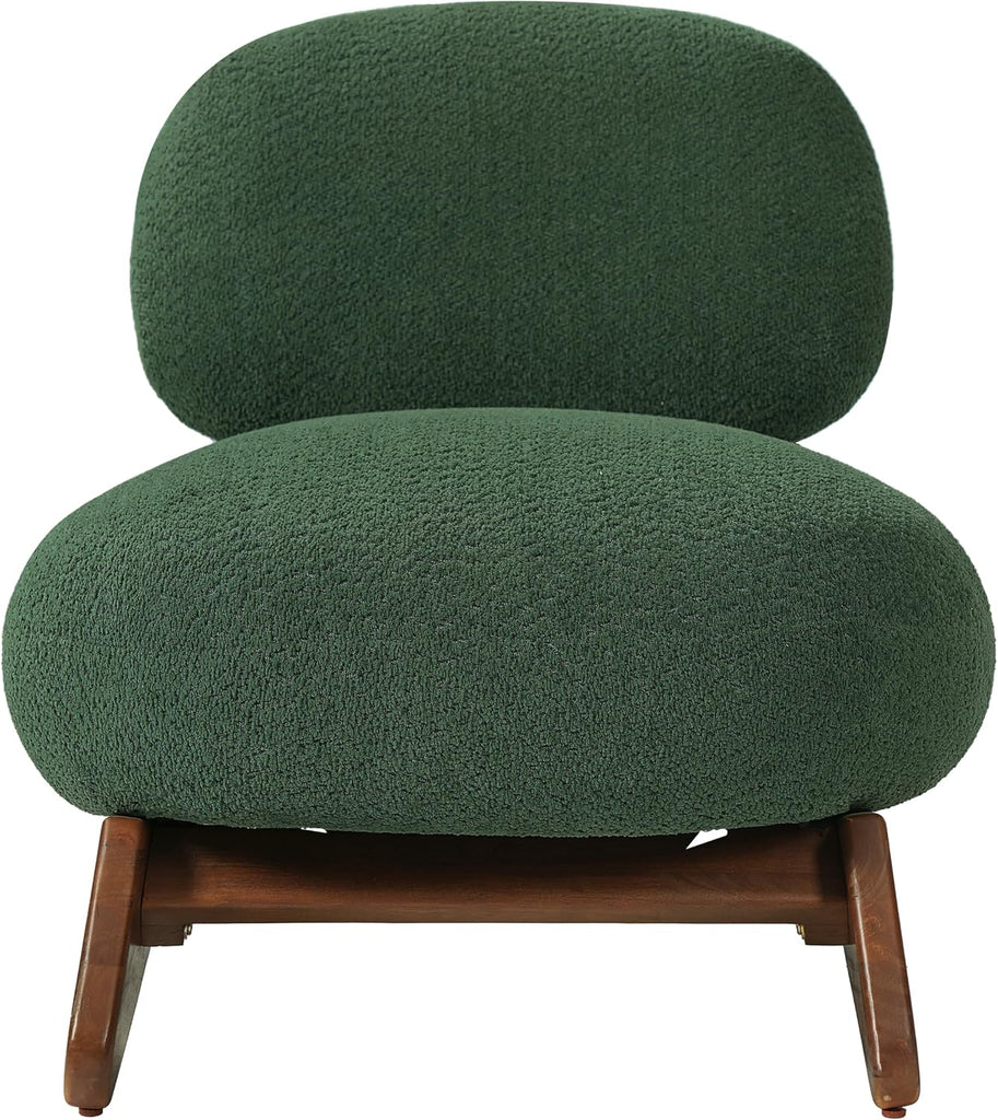 Dina Low Profile Modern Accent Chair, Upholstered Lounge Chair Indoor, Single Sofa Chair with Wooden Frame & Thick