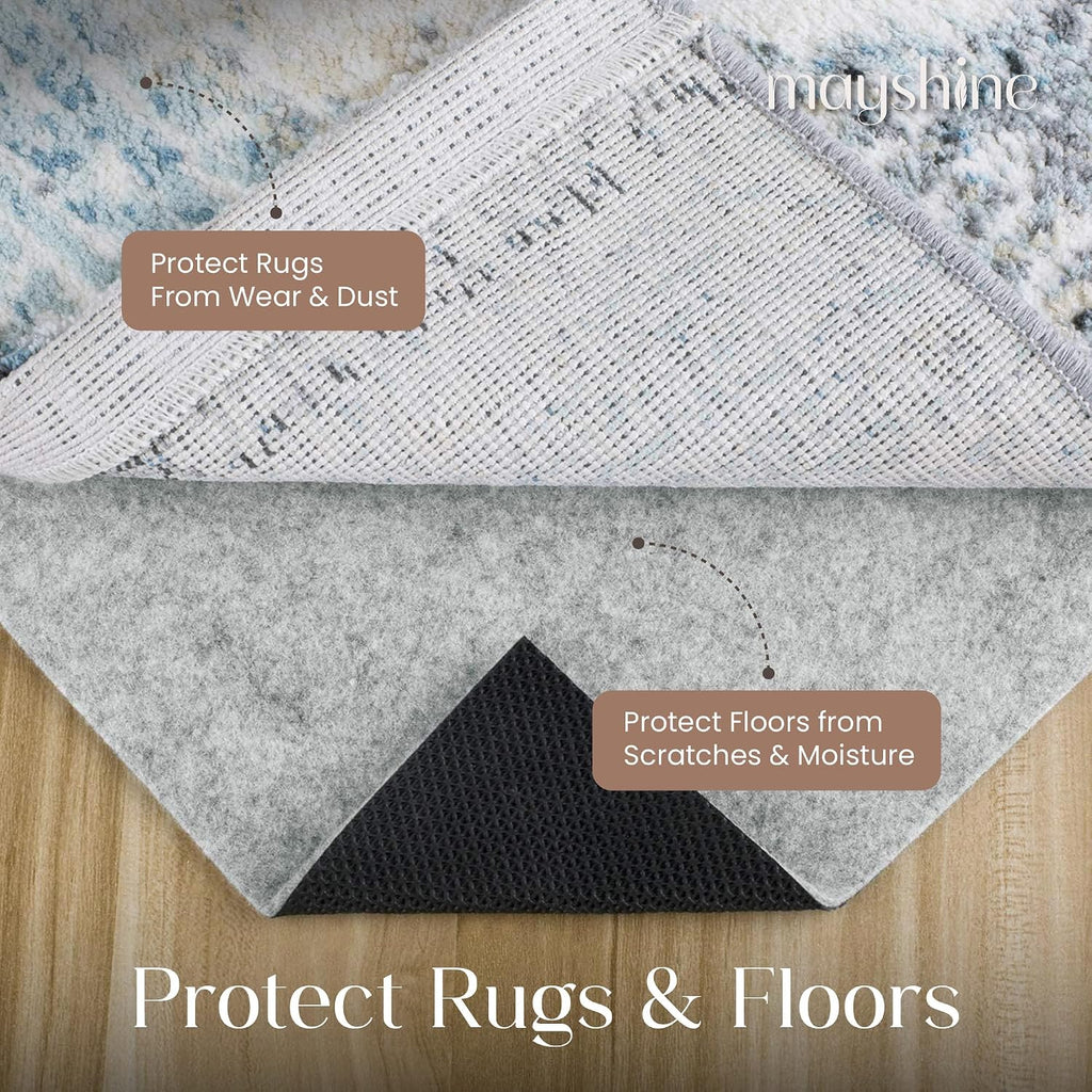 Non Slip Rug Pad 2x10 Feet, 4/25" Thick Felt Cushioned Rubber Rug Gripper Pad for Hardwood, Laminate, Stone, Tile - Set of 20