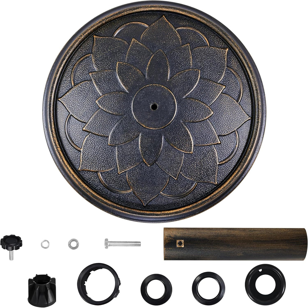 18'' Patio Umbrella Base 26.5lbs Heavy Duty Antiqued Outdoor Market Umbrella Stand All-Weather Resin Umbrella Base