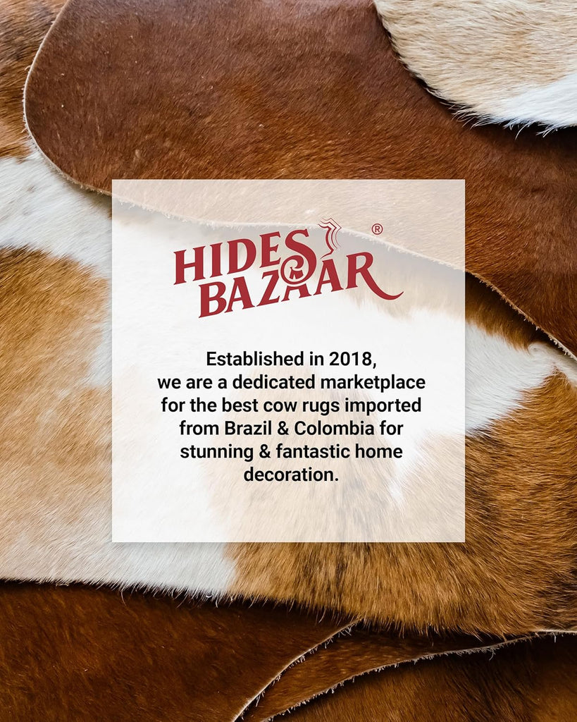 Tricolor Cowhide Rug Classic Brown, Black and White Color Mix, Natural Leather Hide, Area Rug (5x7 ft) | Classic
