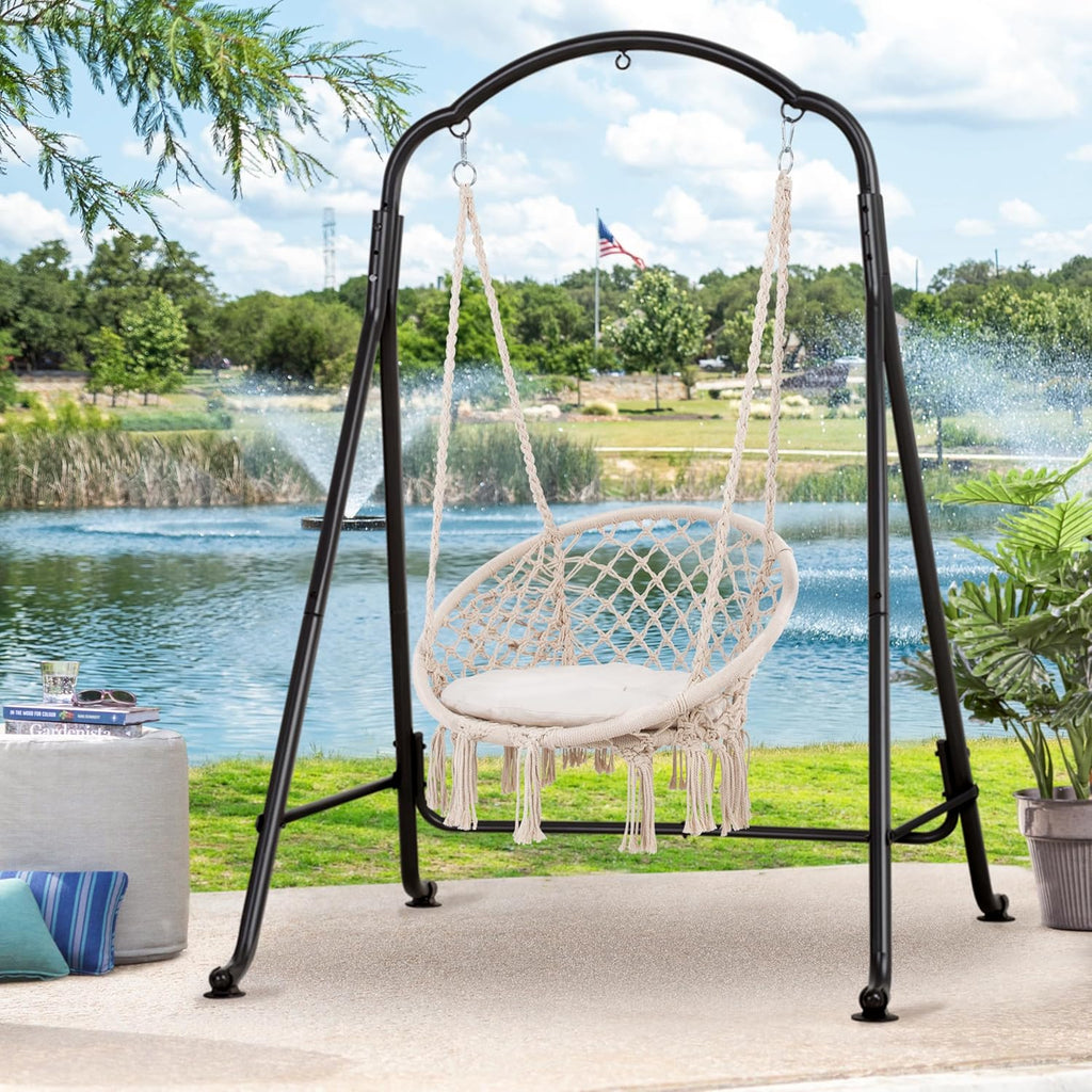 Hammock Chair Stand, Heavy-Duty Steel Swing Stand, 400lbs Capacity, Multi-Use Hanging Chair Stand for Outdoor Indoor