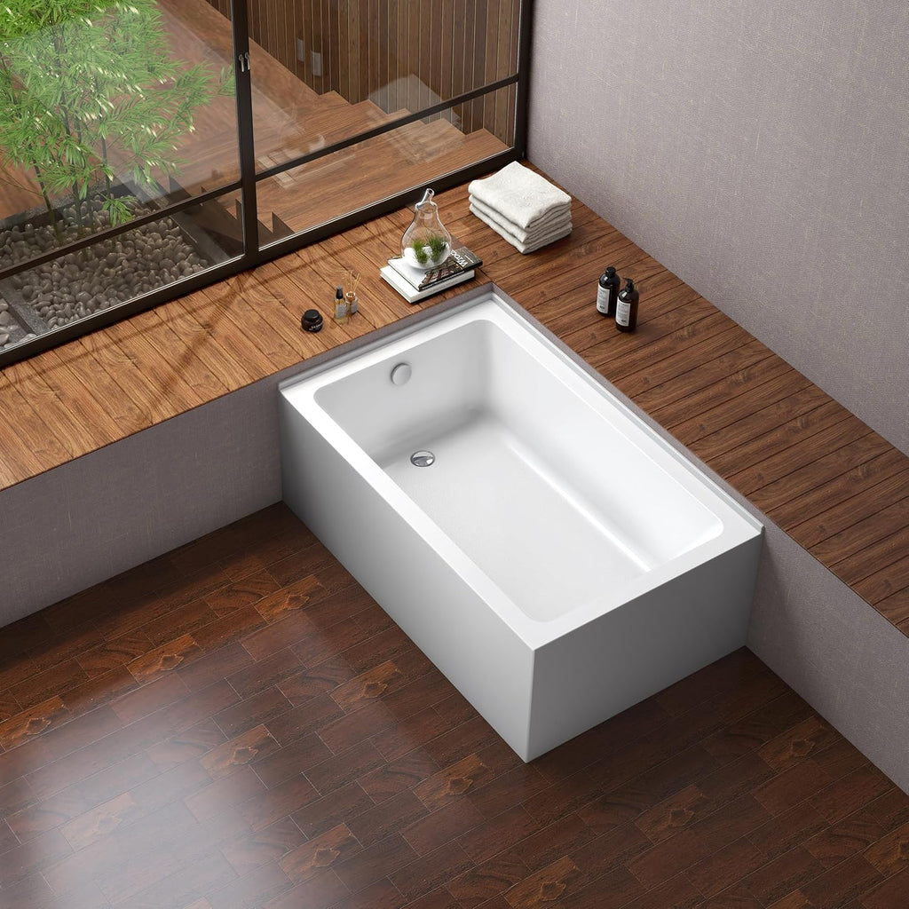 VTAP6036L22TS 60-Inch Acrylic 2-Wall Corner Alcove Tub with Left Hand Drain, White
