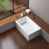 VTAP6036L22TS 60-Inch Acrylic 2-Wall Corner Alcove Tub with Left Hand Drain, White