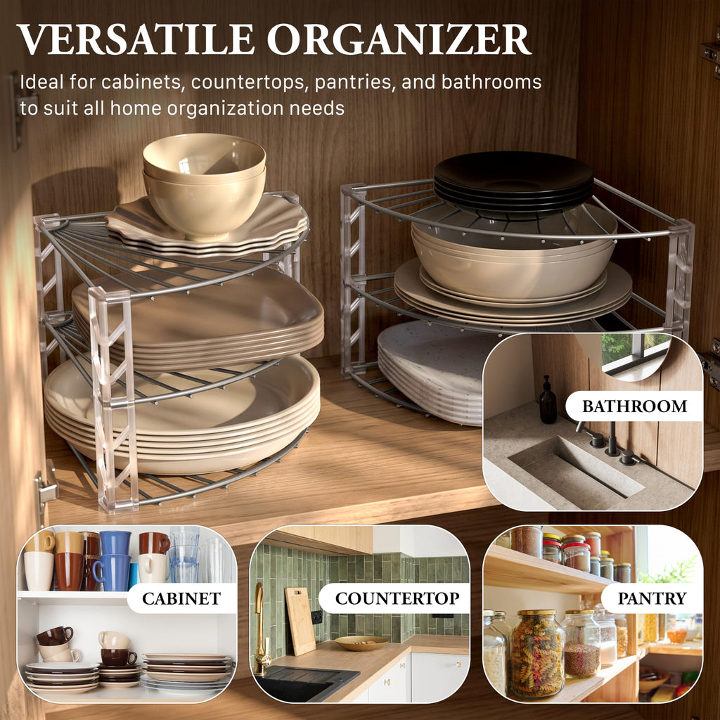3-Tier Counter Corner Shelf Organizer, Silver