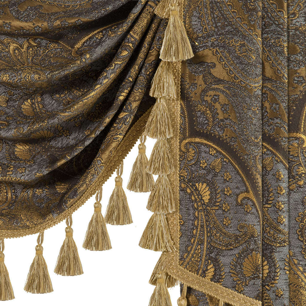 Antique Damask Waterfall Valance, W39 inch