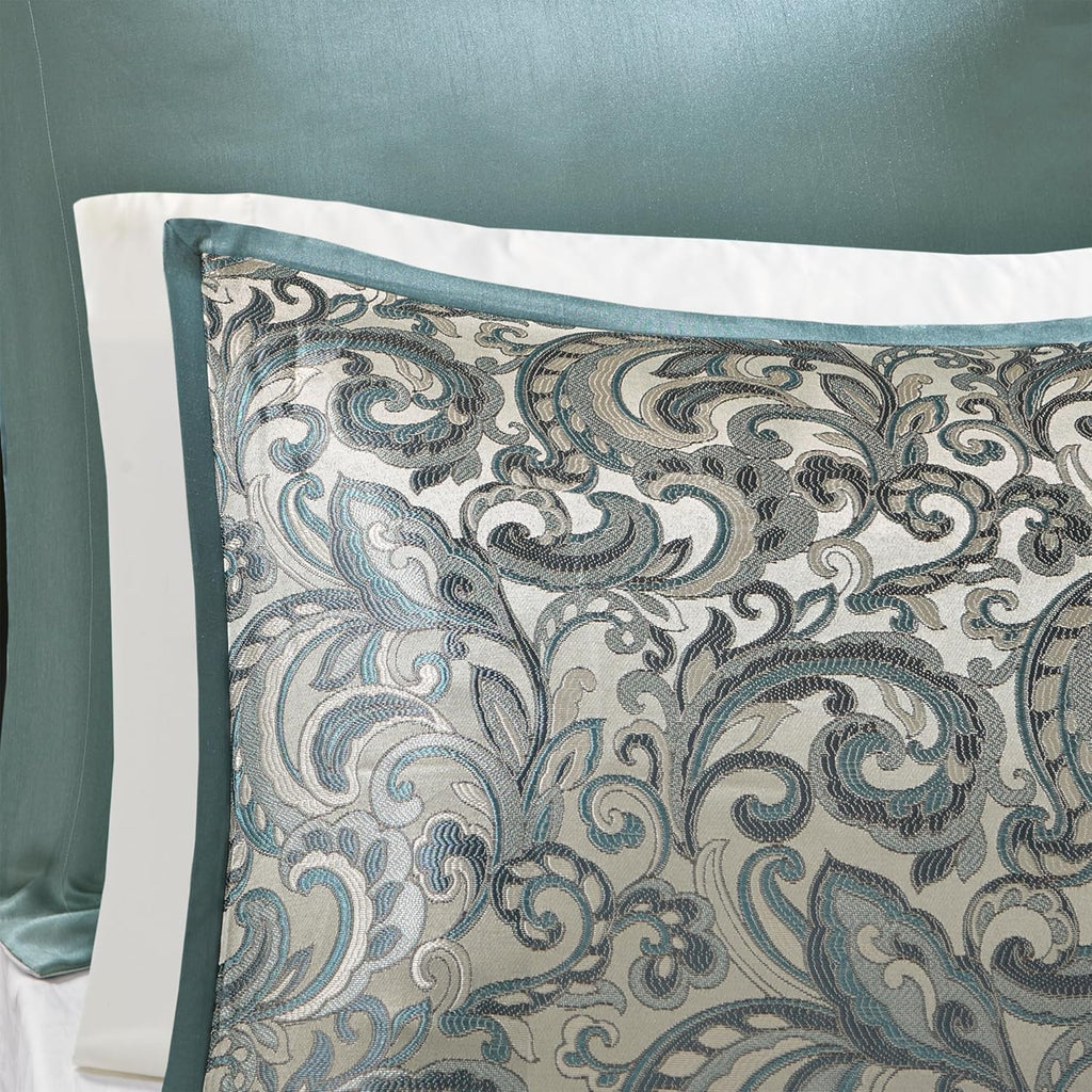 24 Piece Faux Silk Paisley Comforter Set with Matching Curtains, Down Alternative Hypoallergenic