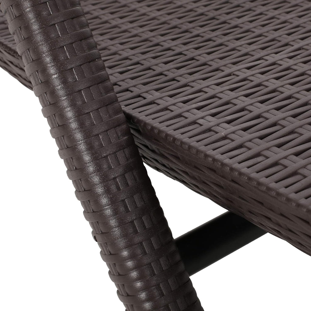 Blanche Outdoor Faux Wicker Chaise Lounge, Dark Brown