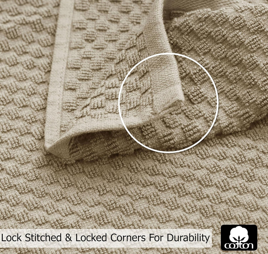 Amazing Kitchen Towels - 8 Pack 100% Cotton Waffle Terry Towel | Beige - 16x28 inch Euro Café Waffle Weave Dish