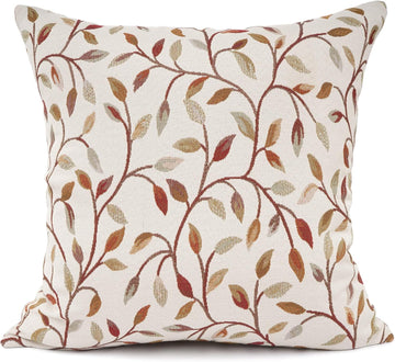 Classical Embroidery Jacquard Beige Leaf Pattern Square Decorative Throw Pillow Case Cushion Cover 18 x 18 inch