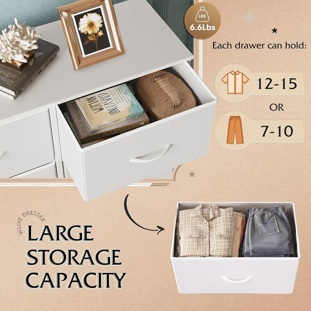 Fabric Dresser , Tall Dresser with 8 Drawers, Storage Tower with Fabric Bins, Double Dressers, Chest of Drawers for