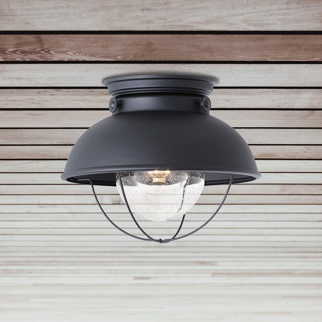 Sebring Transitional One - Light Outdoor Ceiling Flush Mount Outside Fixture, Black Finish, 1-Light, cETL Listed