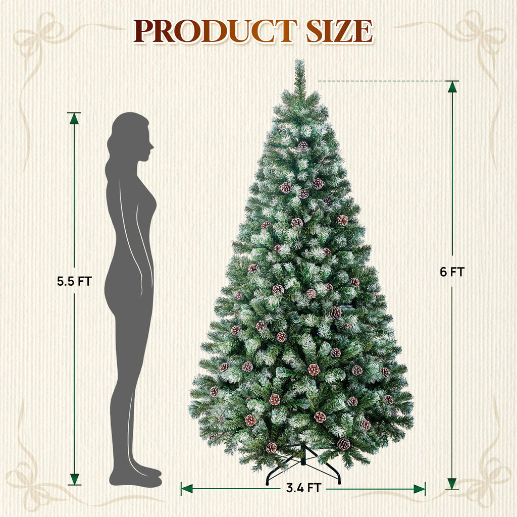 6ft Flocked Prelit Christmas Tree, 250 LED Lights, App Control