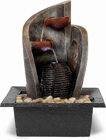 16 inch Waterfall Fountain Indoor-Tabletop Water Fountain-Outdoor Waterfall Spilling into pots Hung on monolithic