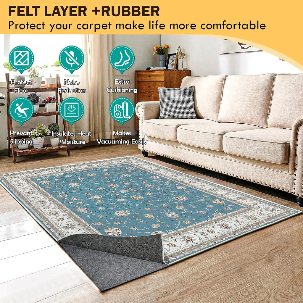 Waterproof Rug Pad 4x6 Ft, Under Area Carpet Padding, Non Slip Felt Rug Pads for Hardwood Floors, Protective Underlay - Set of 24