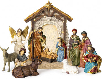 Nativity Set Indoor Christmas Decor,13PCS 6.7" Tall Realistic Figurines