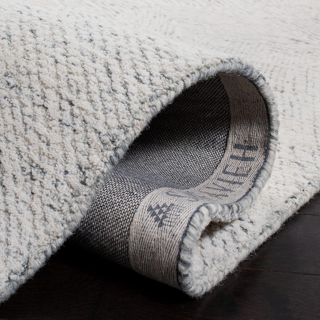 Metro 8' x 10' Dark GreyIvory Handmade Premium Wool Dining Area Rug
