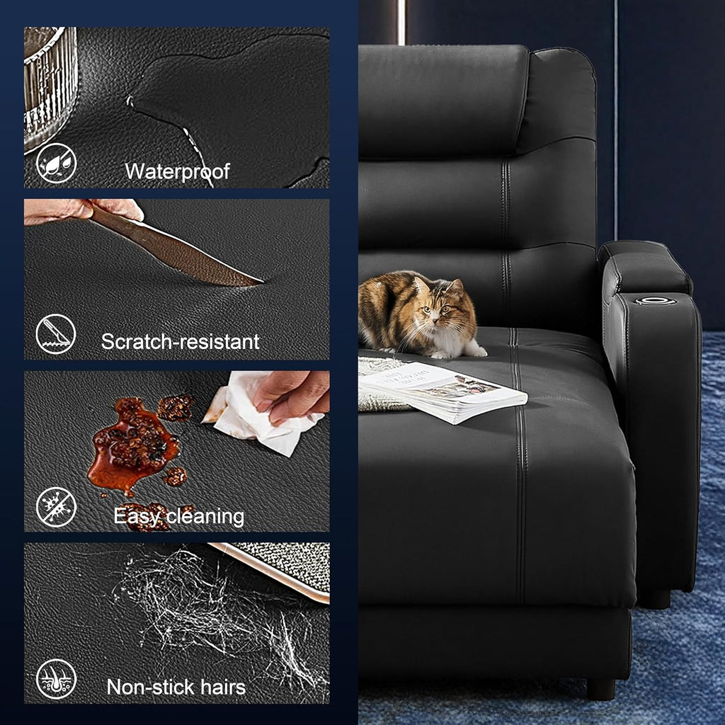 Home Theater Seating Power Recliner Sofa Chair Faux Leather Gaming Couch Living Room Chair with Adjustable Backrest