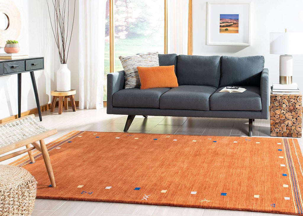 Himalaya Area Rug - 10' x 14', Rust, Handmade Boho Tribal Wool