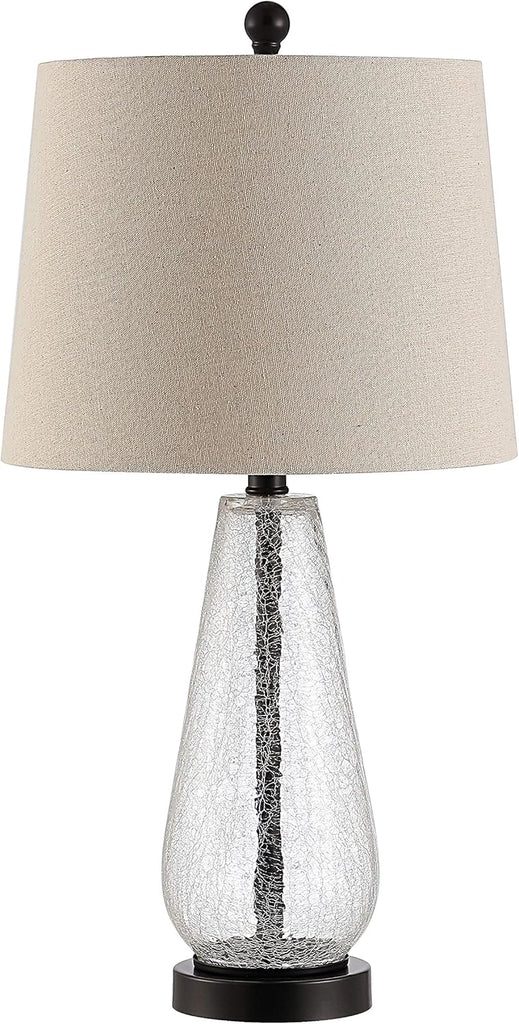 Naila Modern Contemporary Farmhouse Clear Glass 26-inch Bedroom Living Room Home Office Desk Nightstand Table Lamp