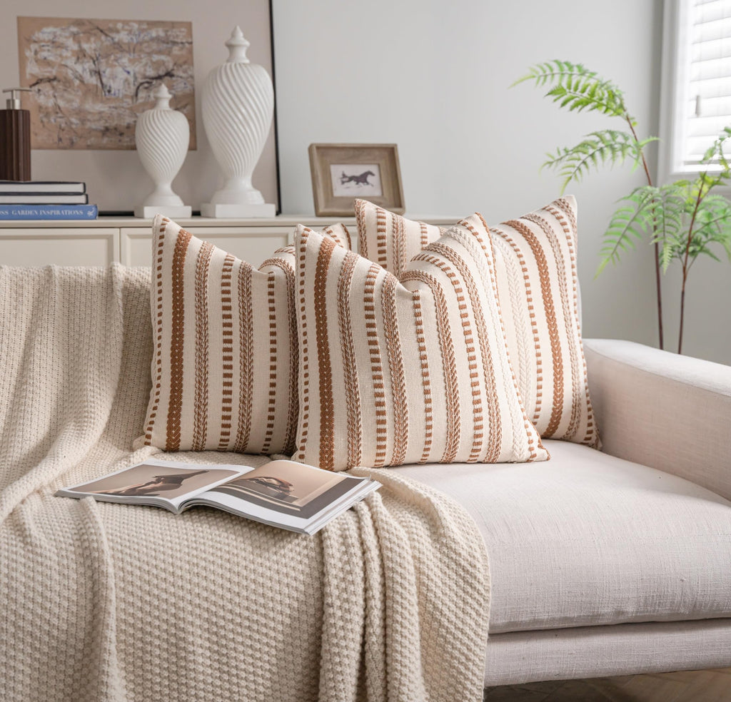 Brown Fall Rustic Boho Throw Pillow Covers 20x20 Inch Set of 2