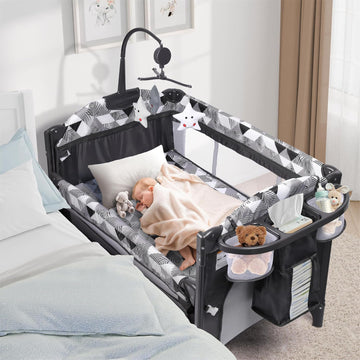 5-in-1 Baby Bassinet Bedside Sleeper, Portable Pack and Play with Changing Table, Baby Crib with Carry Bag, Cosleeper