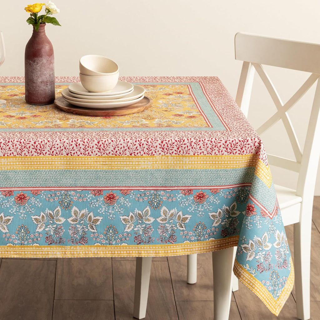 Table Cloth Rectangle Table 100% Cotton 60 x 90 Inches Tablecloth Reusable Decorative for Dining Kit