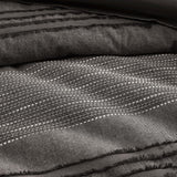 Wonderful Dark Grey Comforter Set King, Yarn Dyed Farmhouse Striped Cotton Lightweight Boho Comforter with Pillow