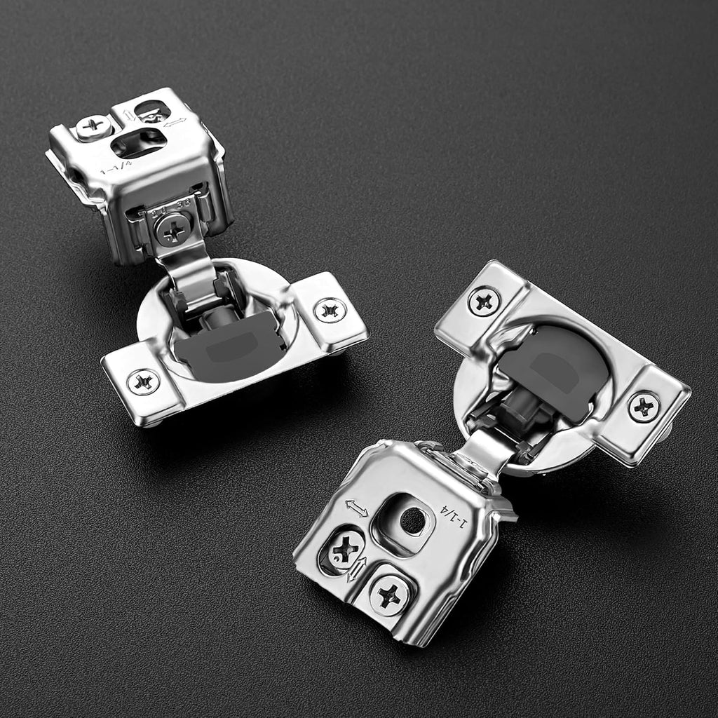 50 Pack 25 Pairs 1-1/4 inch Overlay Soft Close Hinges Hinges Satin Nickel Hidden Hinges Stainless Steel Concealed Hinge