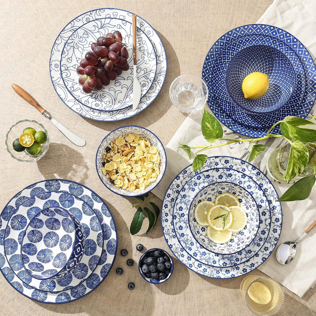 Ceramic Dinnerware Sets, 12-Pieces Plates and Bowls Sets, Scratch Resistant Dishes set for 4