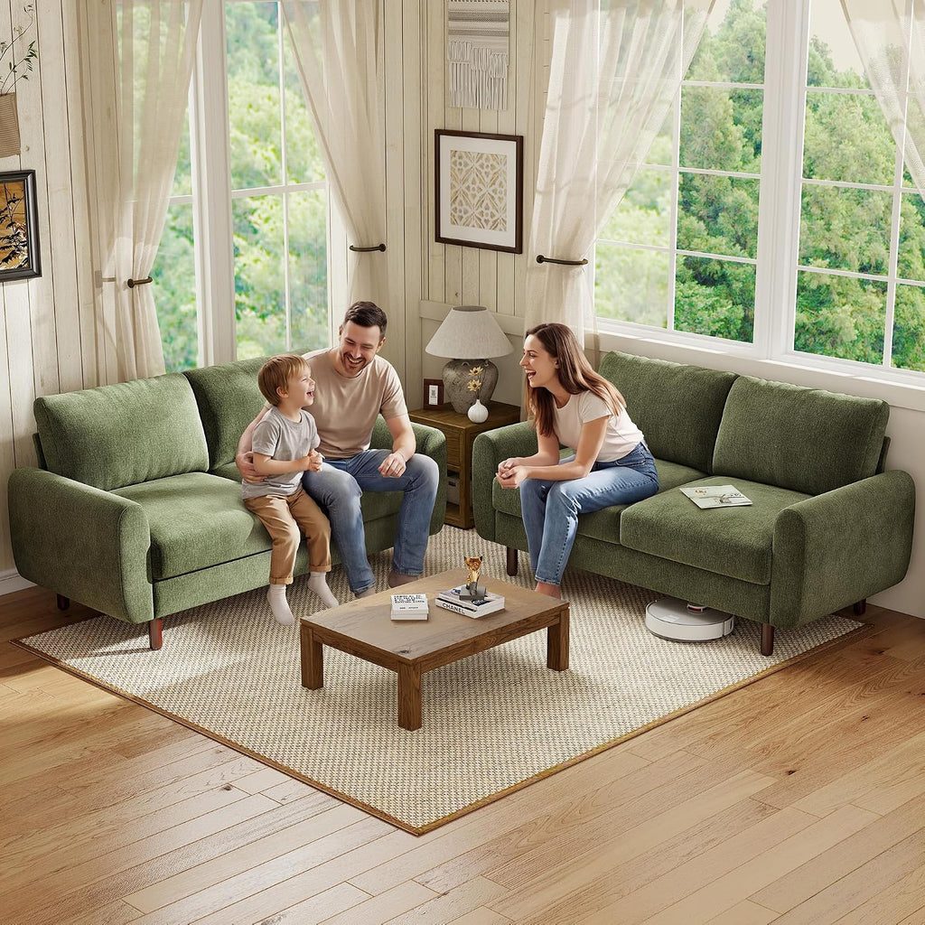 68" Loveseat Sofa, Comfy Chenille Fabric Couches with Spring Cushion and Solid Wood Frame, Modern Deep Seat Couch