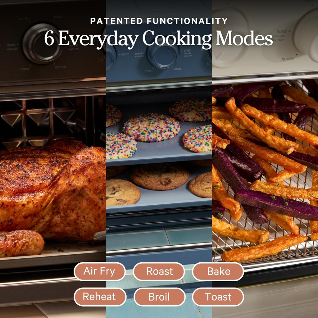 Wonder Oven | 6-in-1 Stainless Steel Air Fryer Toaster Oven Combo with Basket, Rack, Pan & Tray | Compact 13 QT