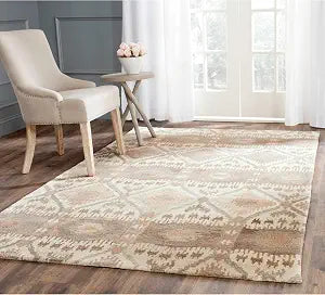Wyndham Collection Area Rug - 10' x 14', Natural & Multi, Handmade Modern Wool, Ideal for High Traffic Areas in