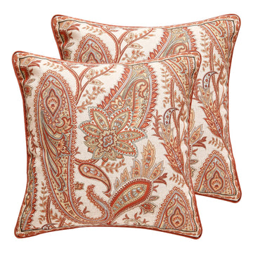 Designer Vintage Square Throw Pillow Cover, Set of 2, 18"x18"