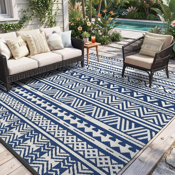Outdoor Rug 8x10 Waterproof Outdoor Patio Rug Mat Reverisble Plastic Straw Outdoor Rug for RV Campin
