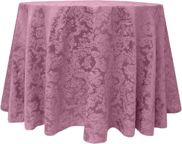 Vintage Damask Miranda 60 x 102-Inch Oval Tablecloth English Rose Pink