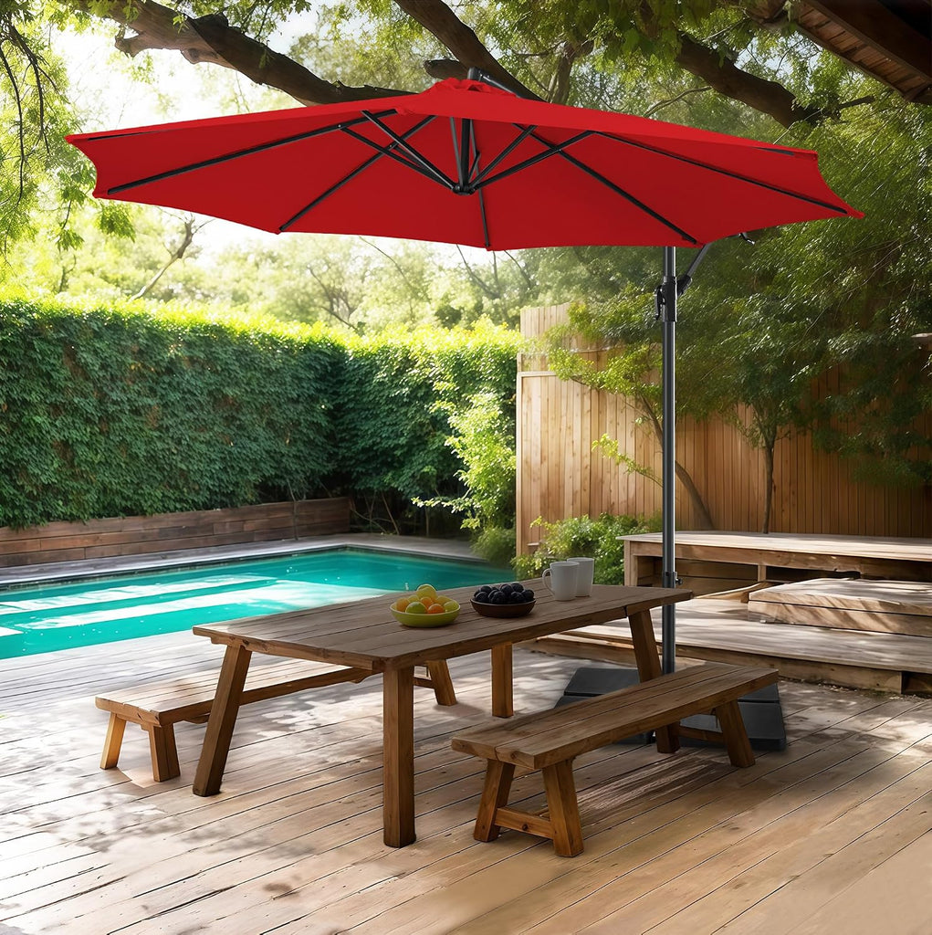 10ft Cantilever Patio Umbrella Outdoor, Large Offset Umbrella with Crank and Cross Base