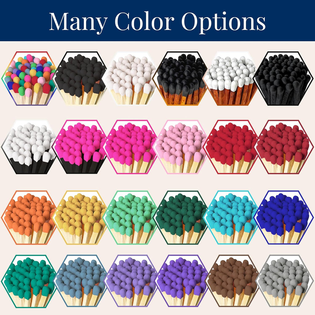 Decorative Matches in Mini Match Cloche Glass Jar Set | 4" Espresso Tip Long Matches (100 match sticks) + 3 Cork Top