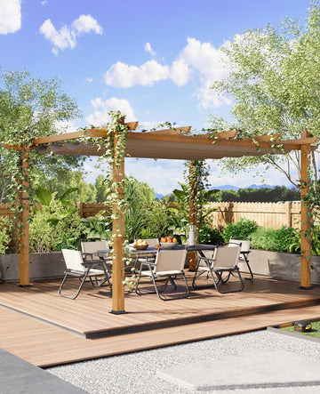 10x10 ft Outdoor Metal Pergola, Aluminum Pergola Gazebo with Adjustable Canopy & Reinforced Frame