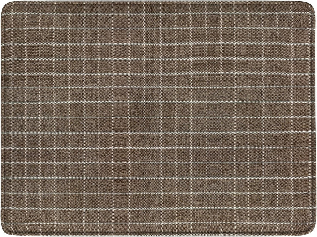 24" Dinah Collection Storage Ottoman - Brown Windowpane Fabric