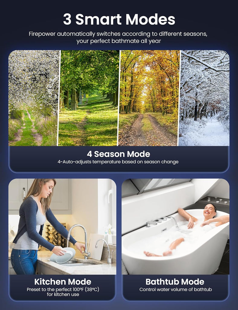 Tankless Water Heater Natural Gas, Indoor Max 4.3 GPM, 100, 000 BTU, Instant Hot Water Heater for Home, Apartment