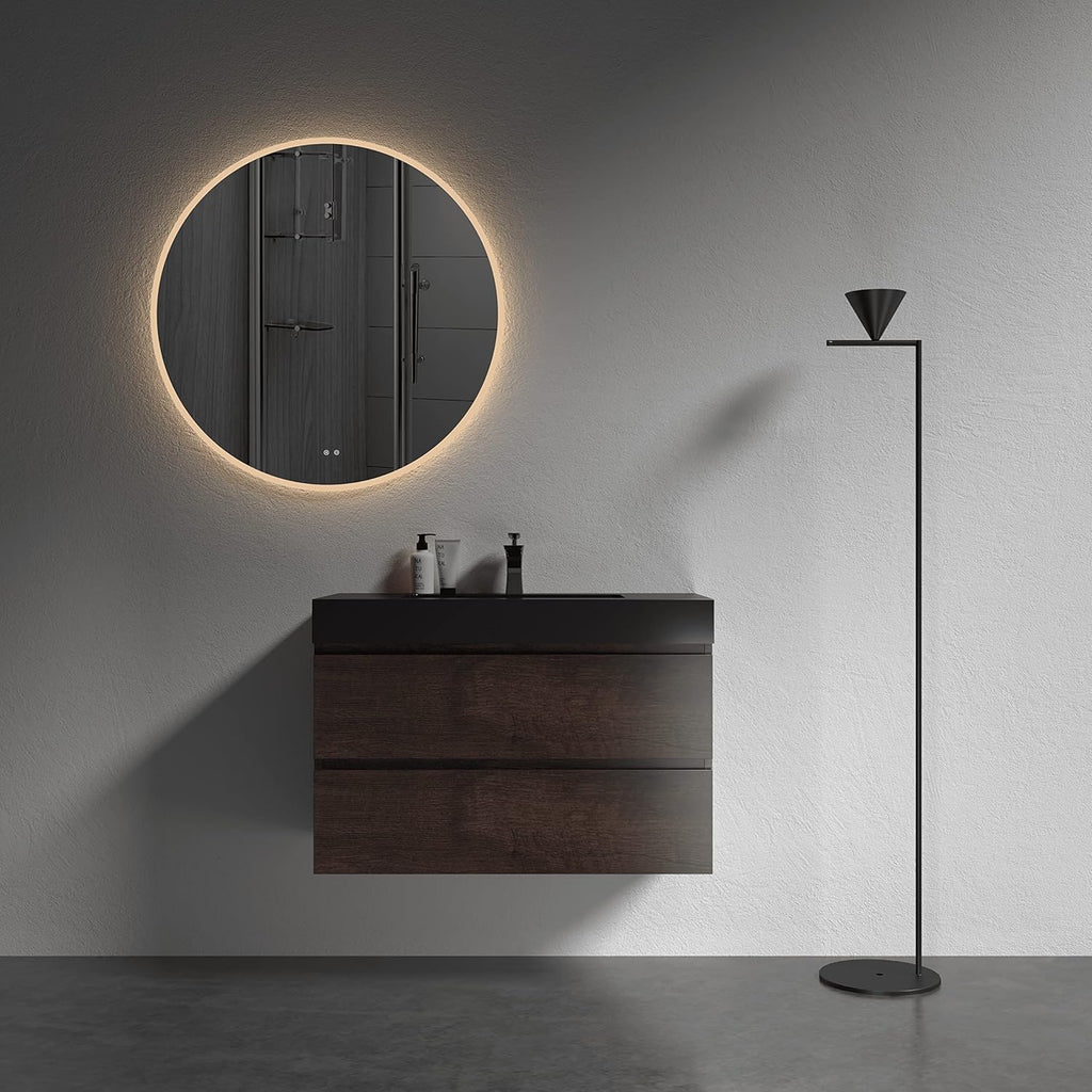 36 Inch Bathroom Vanity with Sink, Overflow, Large Storage, Wall Mounted, Floating, Modern, One-Piece Sink Basin