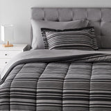 5-Piece Lightweight Microfiber Comforter Set with Sheets, Bed-in-a-Bag, Gray Calvin Striped Bedding, Twin/Twin XL
