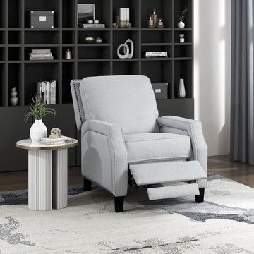 Push Back Recliner Chair, Reclining Sofa Armchair, Modern Recliner Sofa Chair with Footrest, Chenille Fabric Recliner