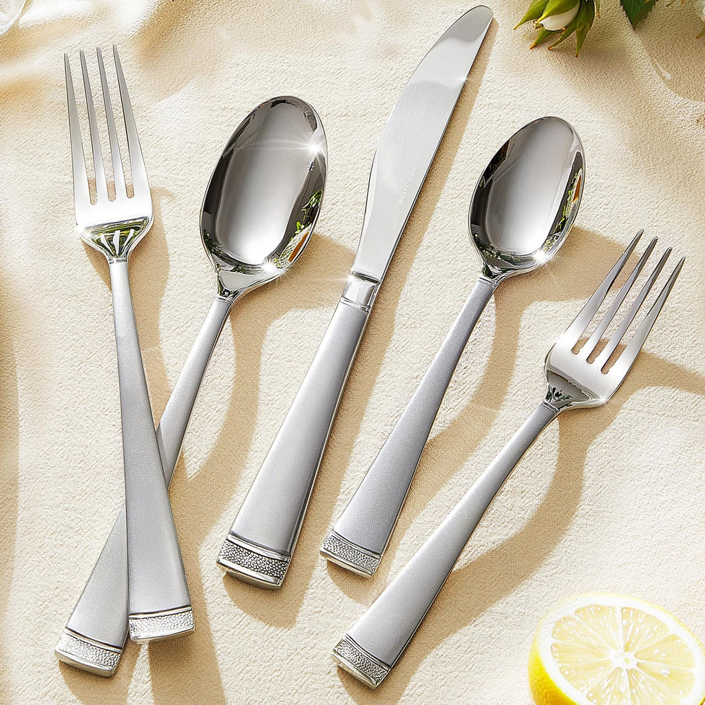Silverware Set, 60-Piece Flatware Set for 12, 18/10 Stainless Steel Cutlery Set with Bead Edge, Utensil