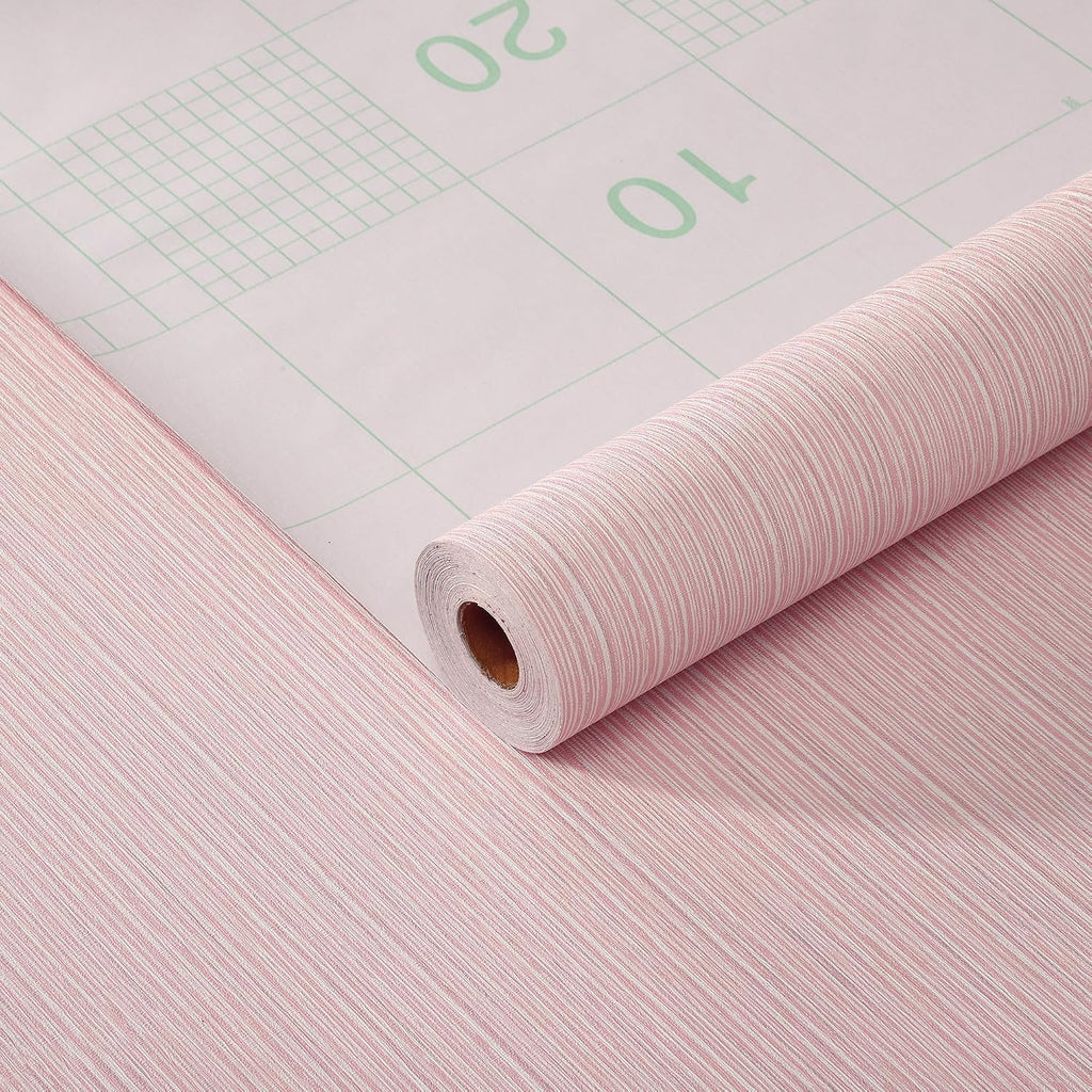 Grasscloth Textured Peel and Stick Wallpaper,Pink,24"x394" | Thickened,Self-Adhesive,Vinyl,LinenEmbossed,Contact