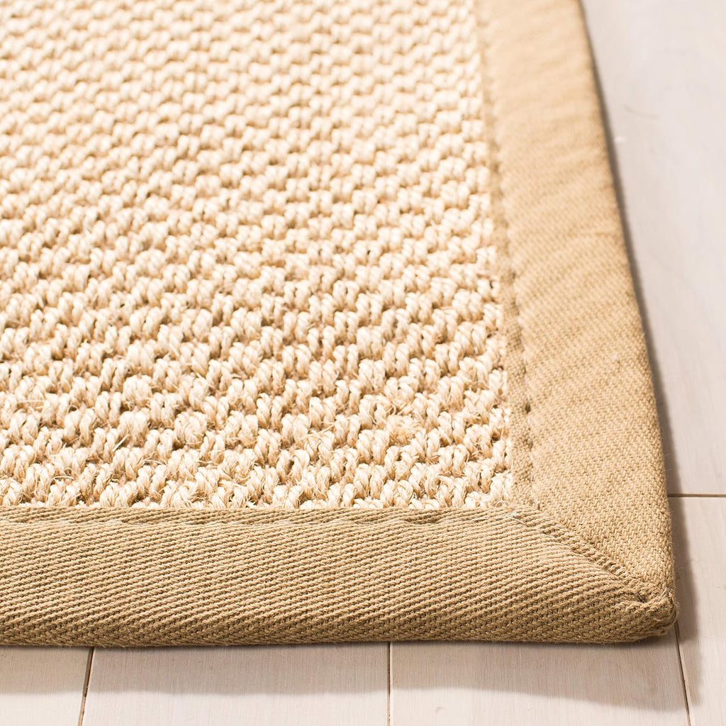Area Rug 6x8 - Natural Fiber Collection - Maize & Linen Color, Sisal, Woven Design with Border (NF141B)