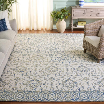 Dip Dye Area Rug - 9' x 12', Light Blue & Ivory, Handmade Wool
