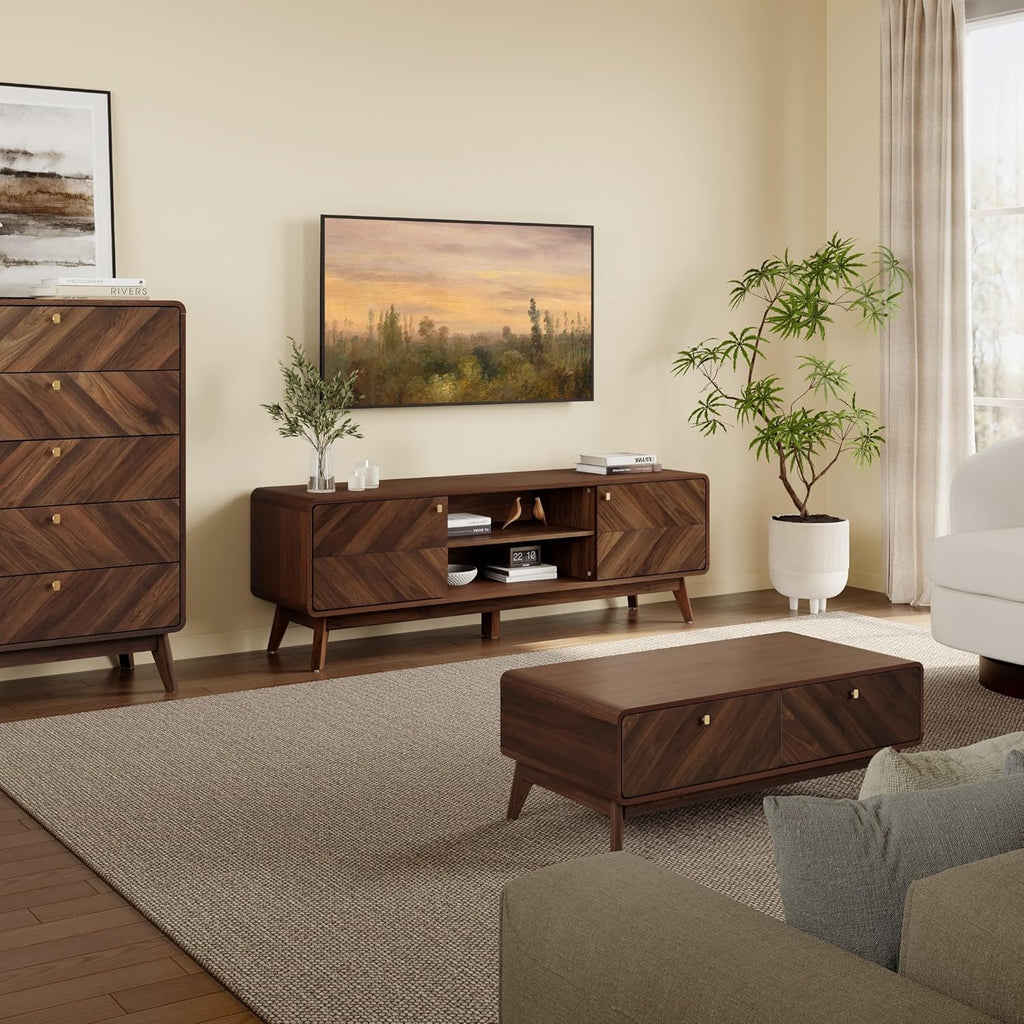 63" Mid Century Modern TV Stand, TV Stands for Living Room for TVs up to 65", Entertainment Center with