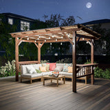 13' x 6.5' Wooden Grill Gazebo Metal Roof, Bulbs, Bar Counte - Image 3